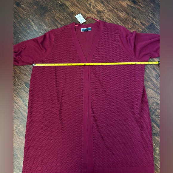 Karen Scott Core Cardigan Open Front Merlot Womens Size 2X NWT Fall Workwear - Picture 5 of 10